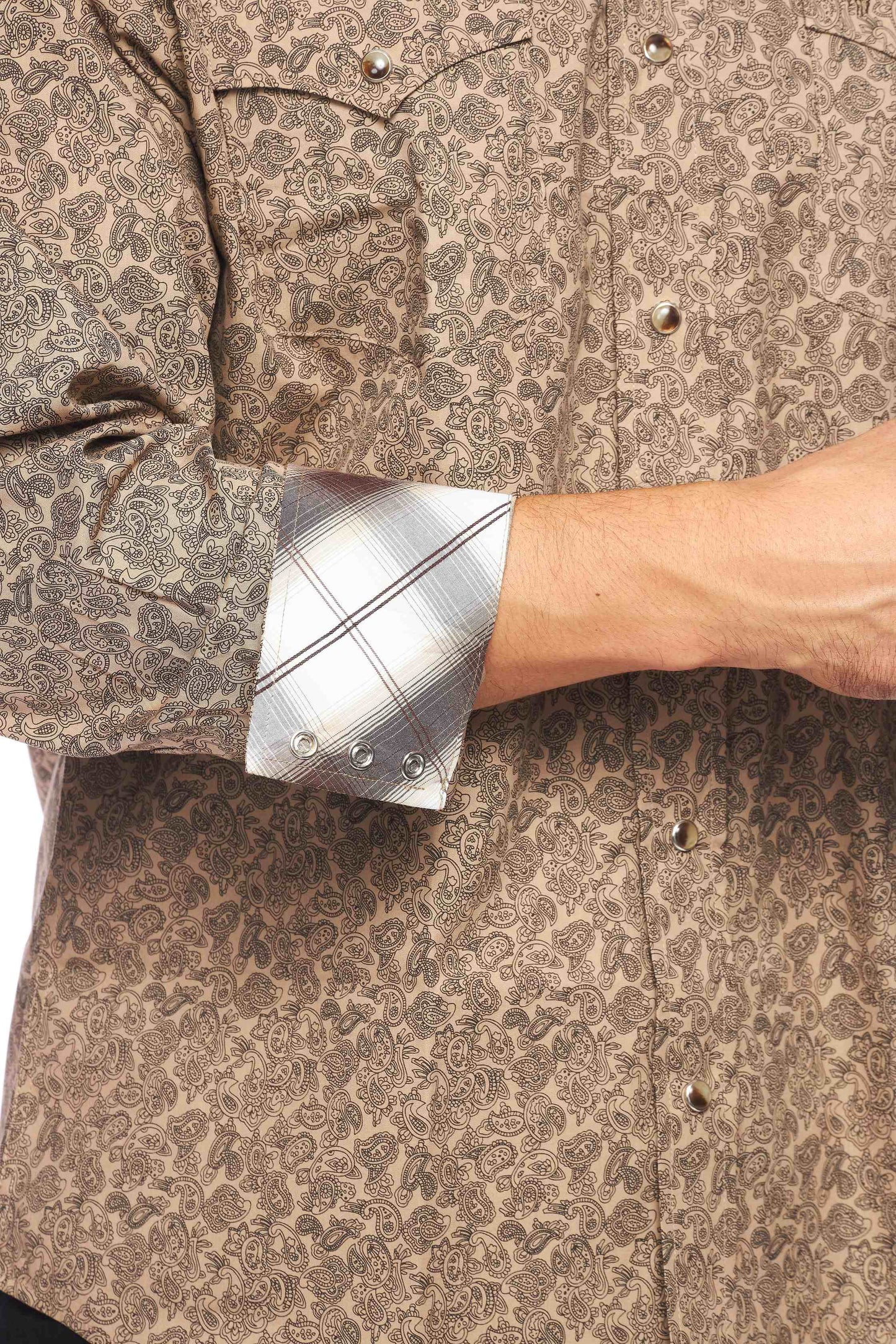 Rodeo Clothing Men's Print Long Sleeve Snap Shirt