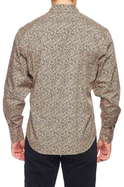 Rodeo Clothing Men's Print Long Sleeve Snap Shirt