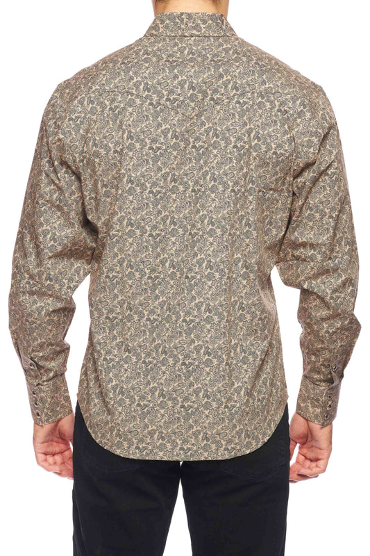 Rodeo Clothing Men's Print Long Sleeve Snap Shirt