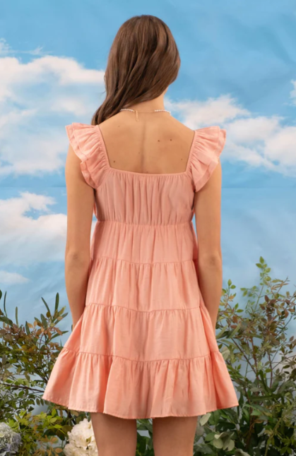 V NECK TIERED BABYDOLL MINI DRESS