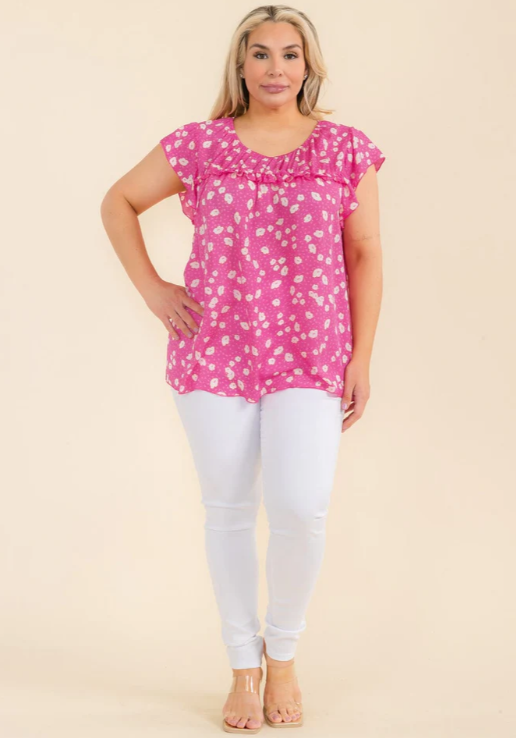 Plus Size Floral Short-sleeve Tunic