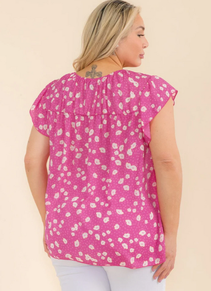 Plus Size Floral Short-sleeve Tunic