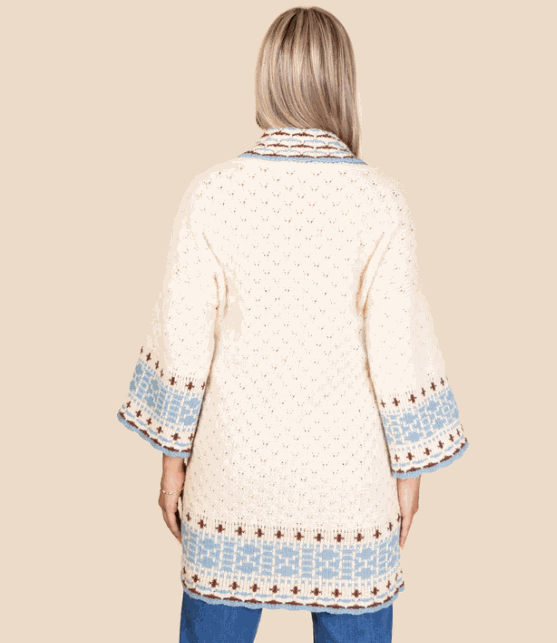 Geometric Print Cardigan - Light Blue