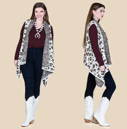 Leopard Vest - Cream