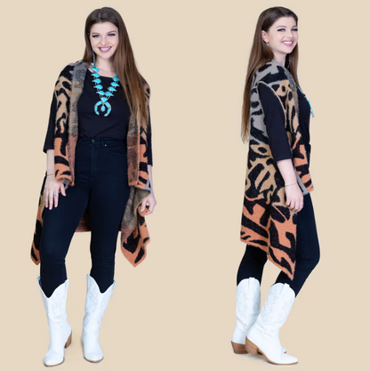 Multi Color Fall Vest - Brown