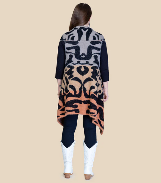 Multi Color Fall Vest - Brown