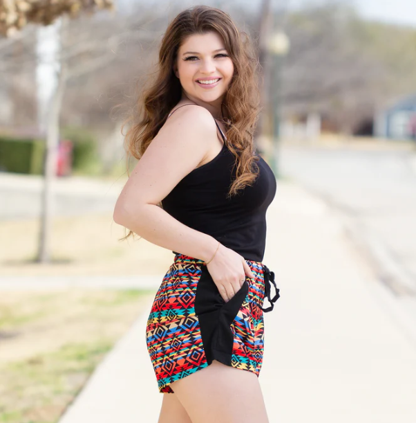 Aztec Drawstring Shorts with Pockets