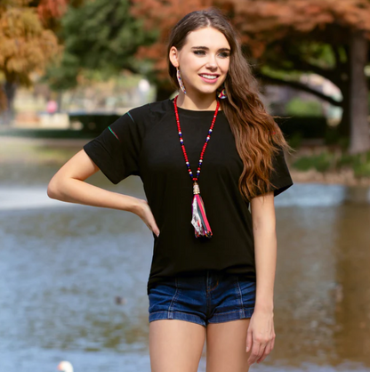 Half Sleeve Top with Serape Cut Sleeves