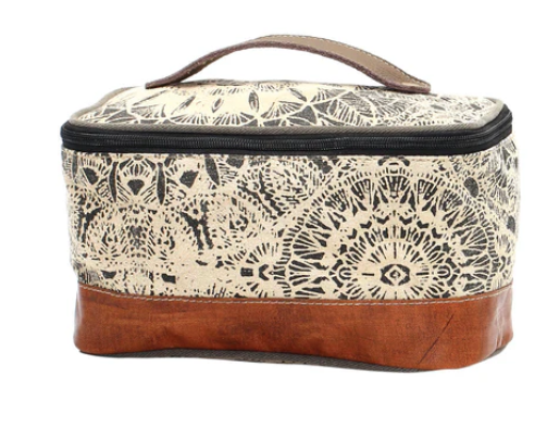 Flower Design Shaving Kit with vintage canvas and leather accents.