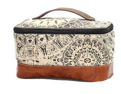 Flower Design Shaving Kit with vintage canvas and leather accents.