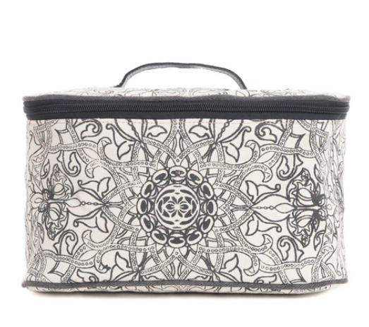 MYRA- Isla Design Toiletries Bag with intricate pattern for organized travel.