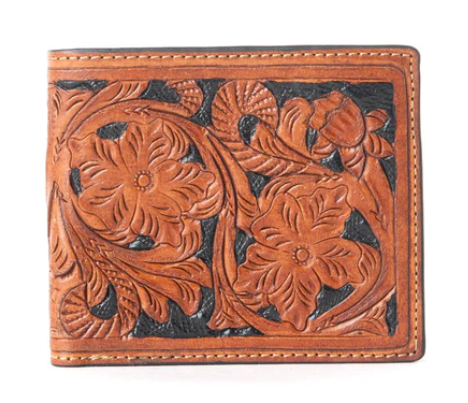 MYRA-Gagnant Wallet in leather with floral embossed design.