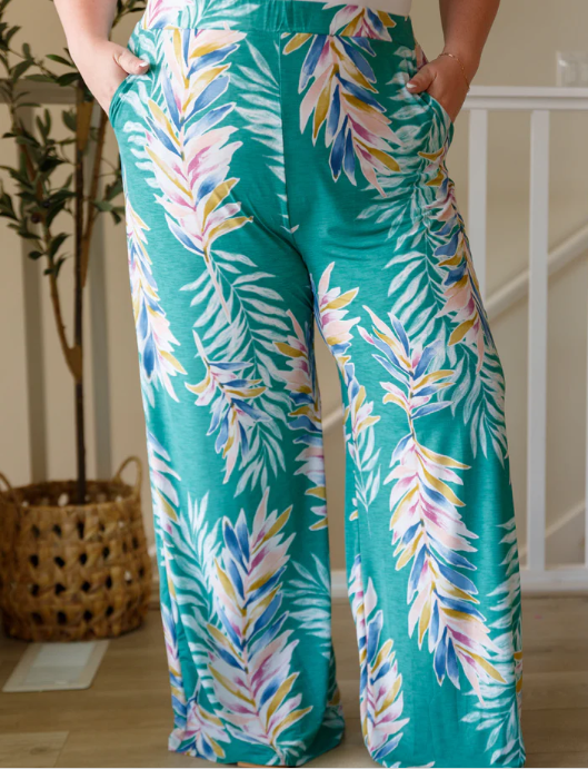 Hawaiiana Floral Print Pants- Plus Size