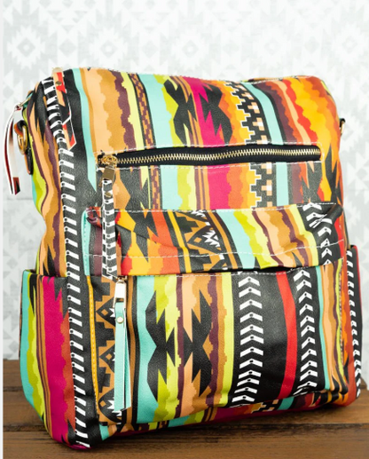 Desert Dusk Faux Leather Backpack Tote