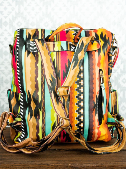 Desert Dusk Faux Leather Backpack Tote