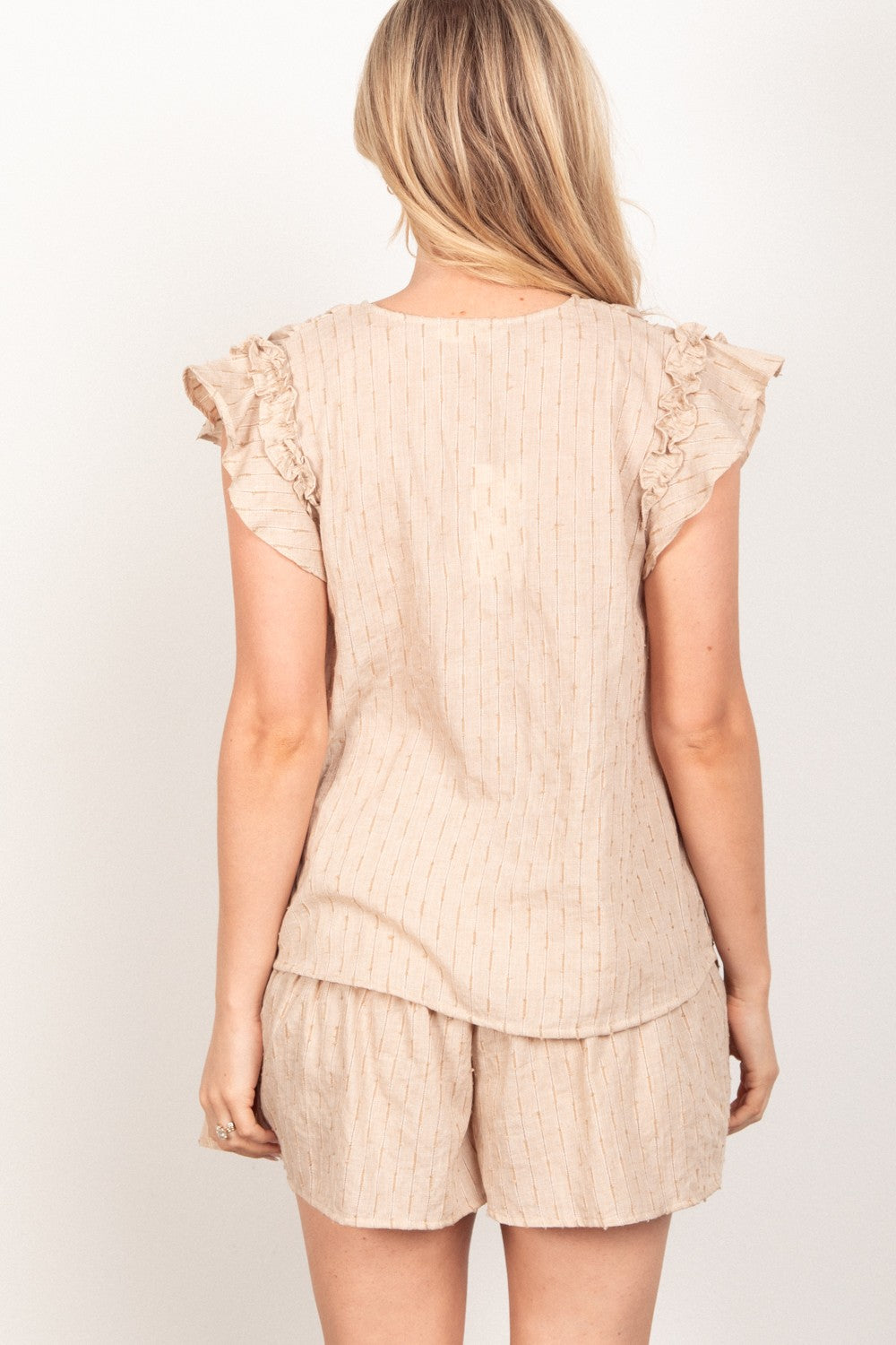 Cute Solid Cotton Woven Top & Shorts Set