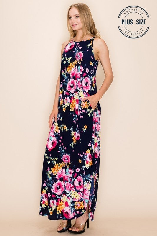 Plus size floral tank dress for any occasion.