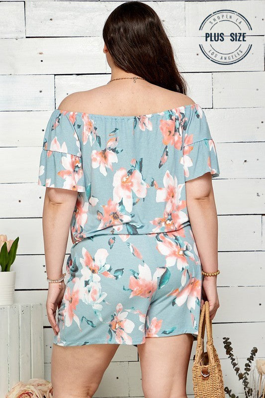 Floral Print Off Shoulder Romper