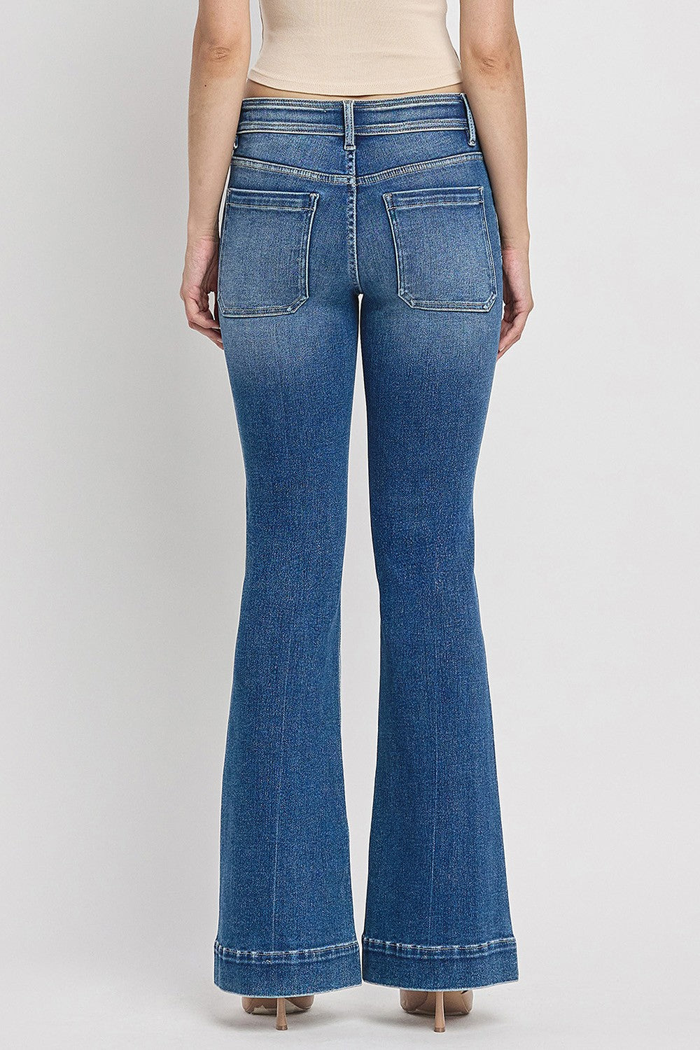 Vervet- Gleefully - Mid Rise Trouser Hem Flare Jeans