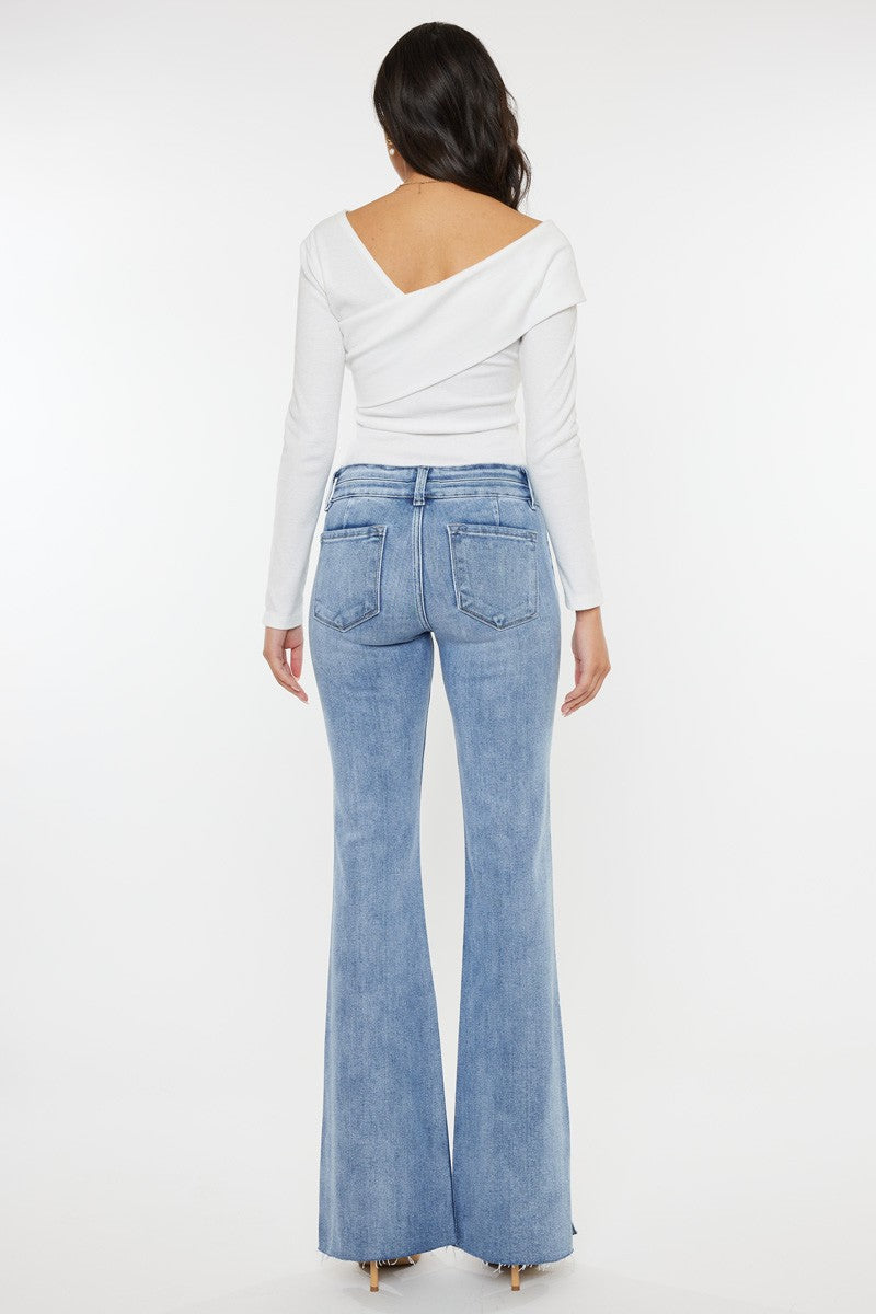 Kan Can- Selena Mid Rise Double Waist Band Flare