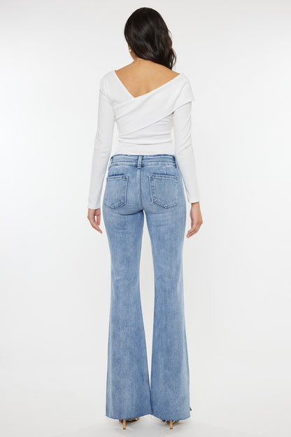Kan Can- Selena Mid Rise Double Waist Band Flare