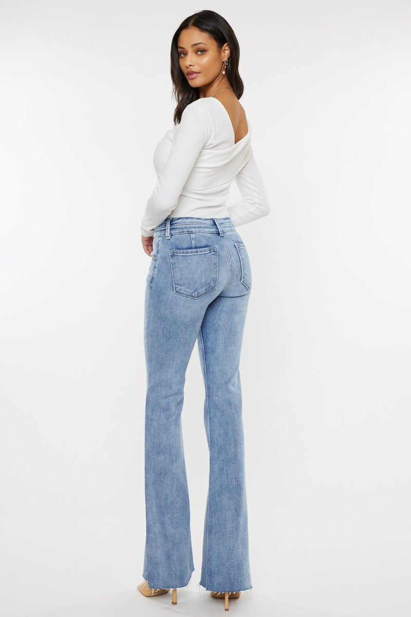 Kan Can- Selena Mid Rise Double Waist Band Flare