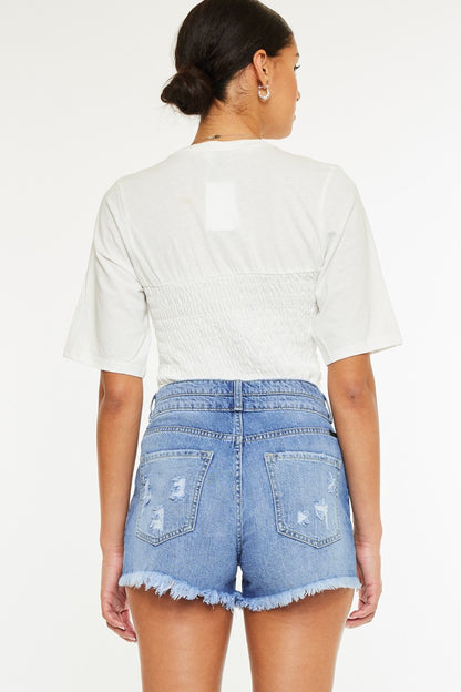 Kan Can- Farah High Rise Mom Denim Shorts