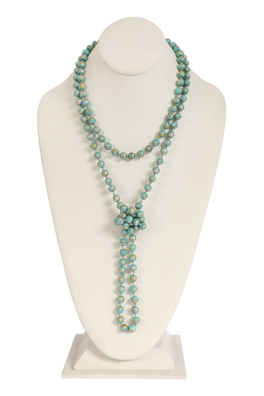 Versatile Long Natural Stone Beaded Necklace