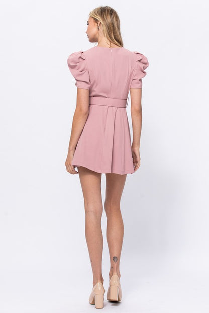 Puff Sleeve Short Dress