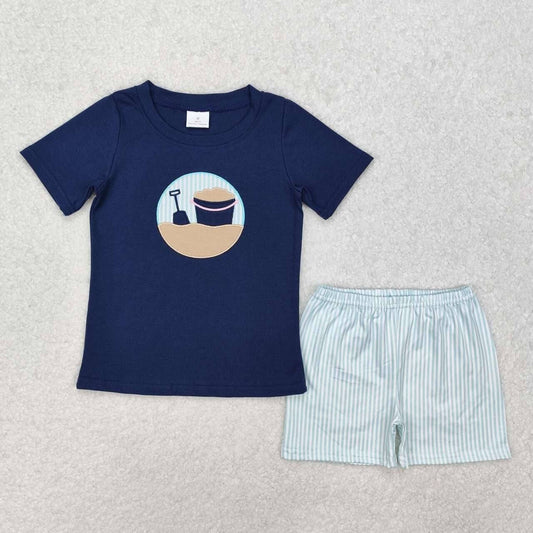 Boys' Beach Summer Set: Sand Embroidery Outfit