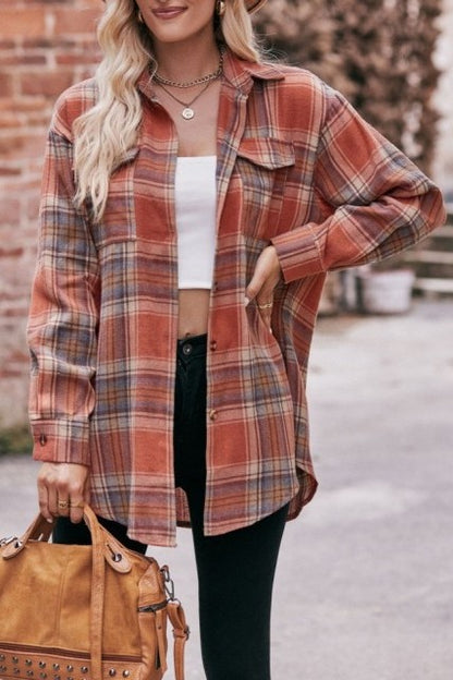 Casual Plaid Oversized Long Sleeve Shirt Shacket