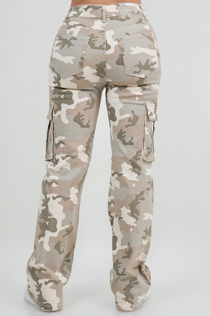Camo Cargo Pants- Wide Leg