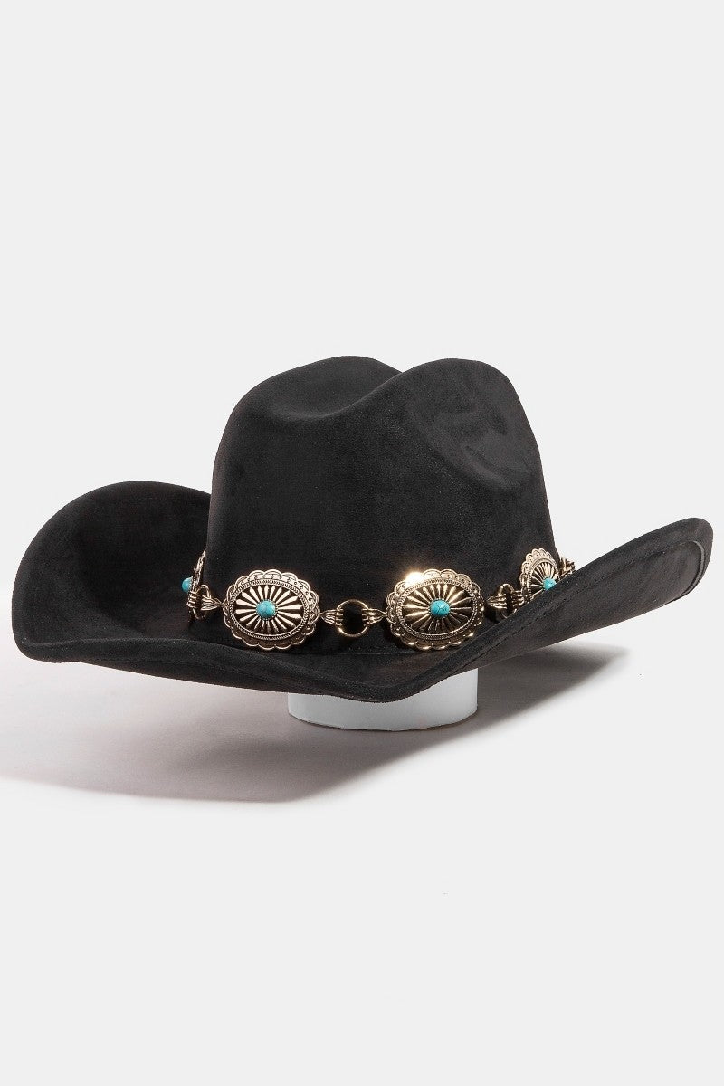 Turquoise Stud Concho Belt Western Cowboy Hat