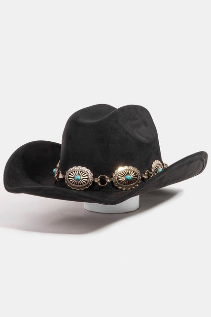 Turquoise Stud Concho Belt Western Cowboy Hat