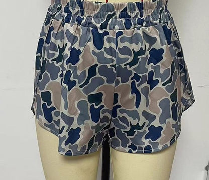 Camo Print Drawstring Shorts