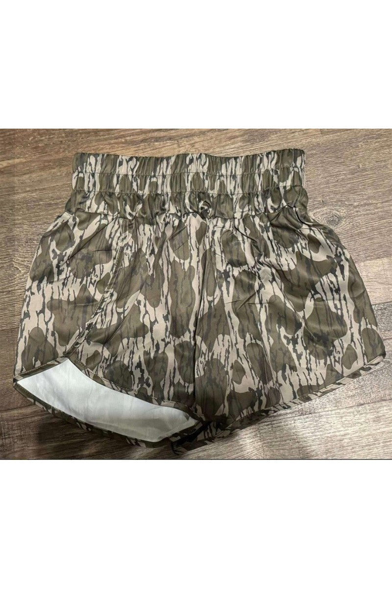 Camo Print Drawstring Shorts