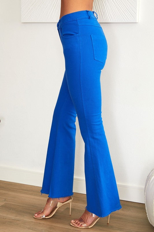 High Rise Flare Jean With Raw Hem Jeans