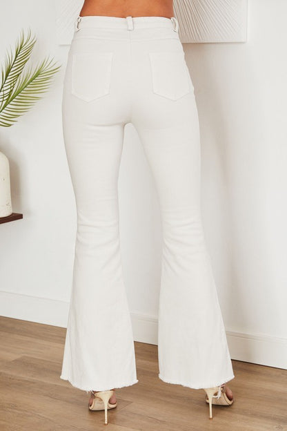 High Rise Flare Jean With Raw Hem Jeans
