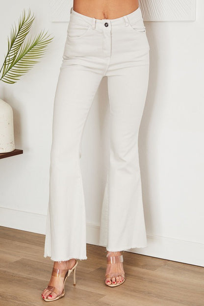 High Rise Flare Jean With Raw Hem Jeans