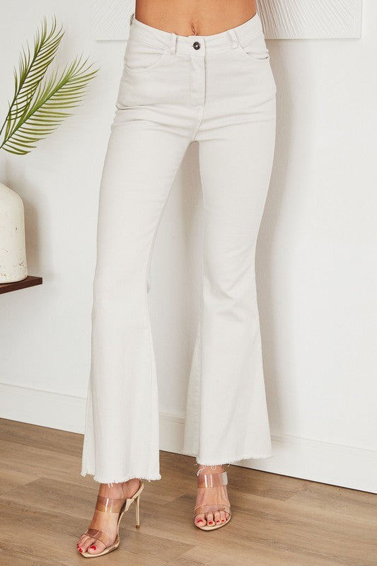 High Rise Flare Jean With Raw Hem Jeans