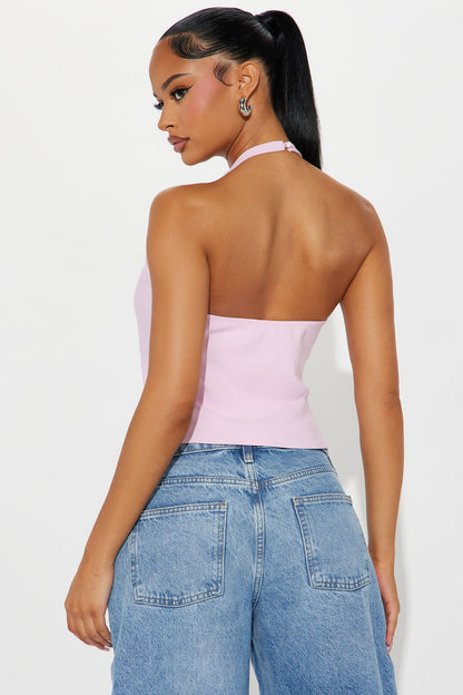 Ribbon Front Halter Neck Crop Top