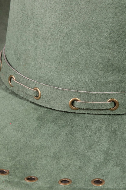 Grommet Brim Faux Suede Cowboy Hat
