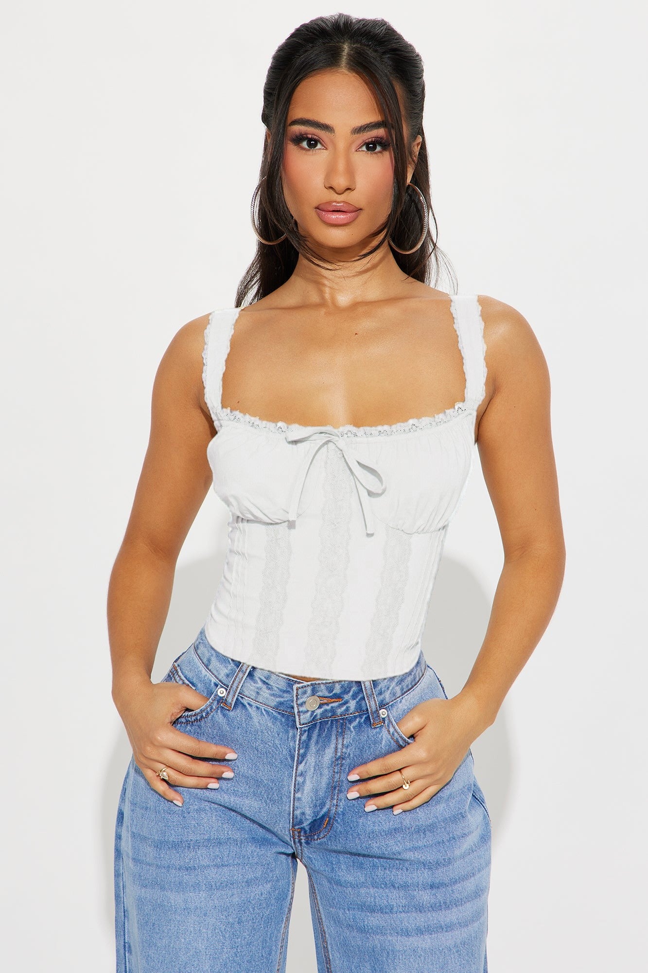 Lace Trimmed Corset Crop Top