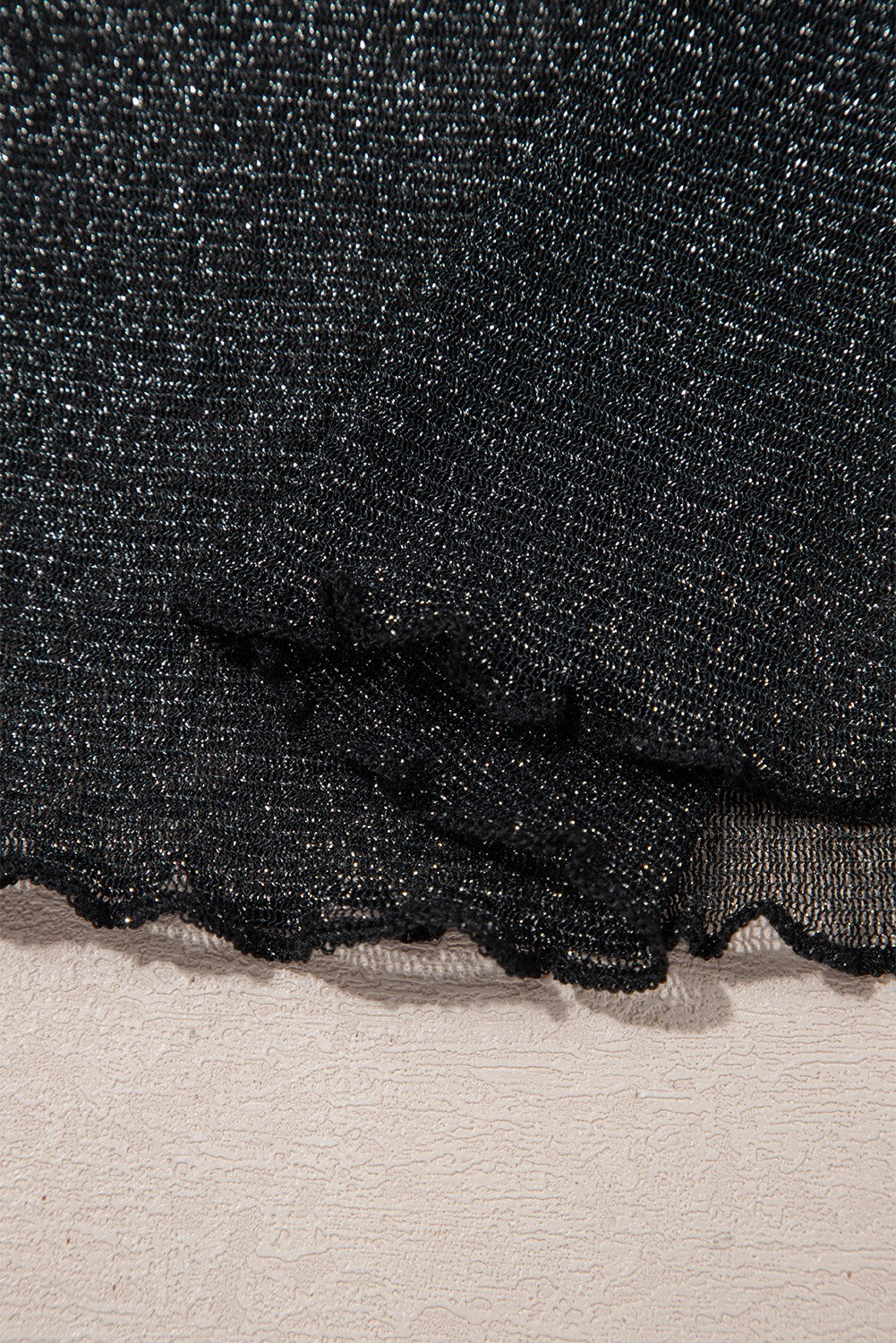 Metallic Glitter Mesh Long Sleeve Top