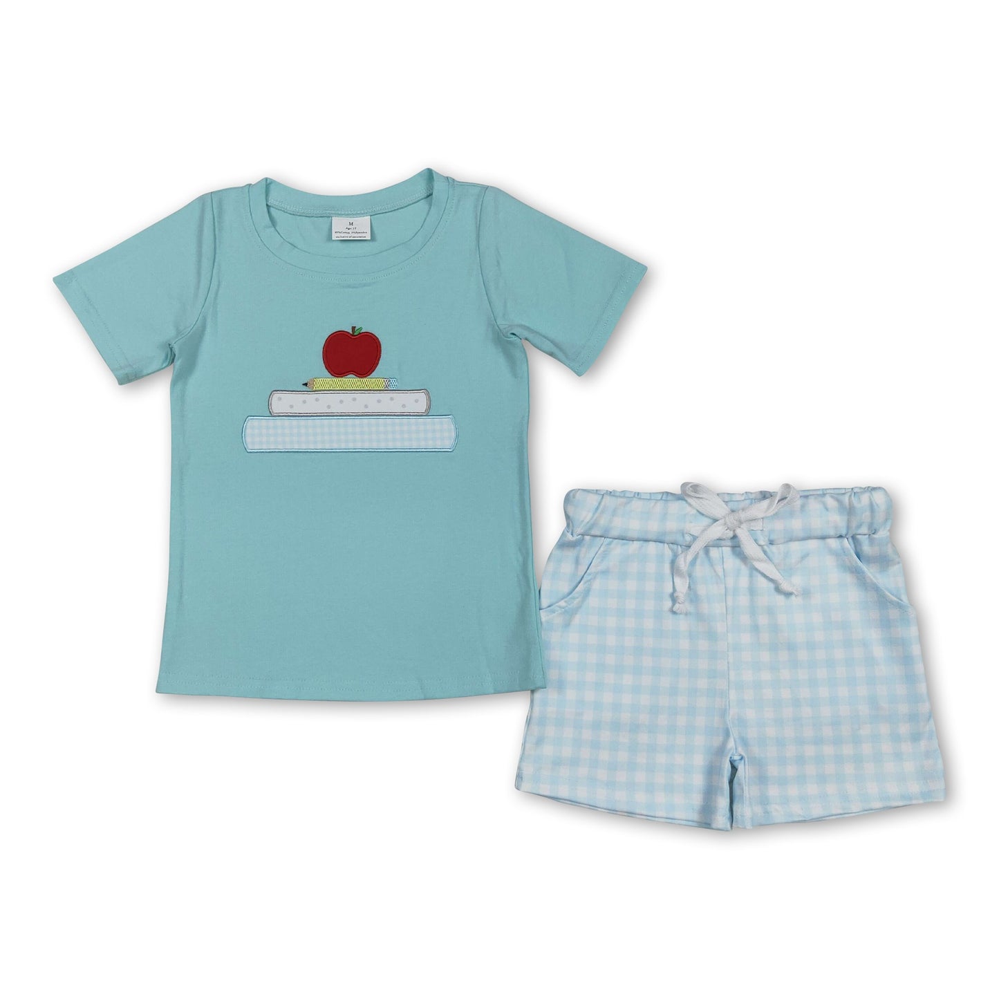 Boys' Back-to-School Set with Apple Book Embroidery