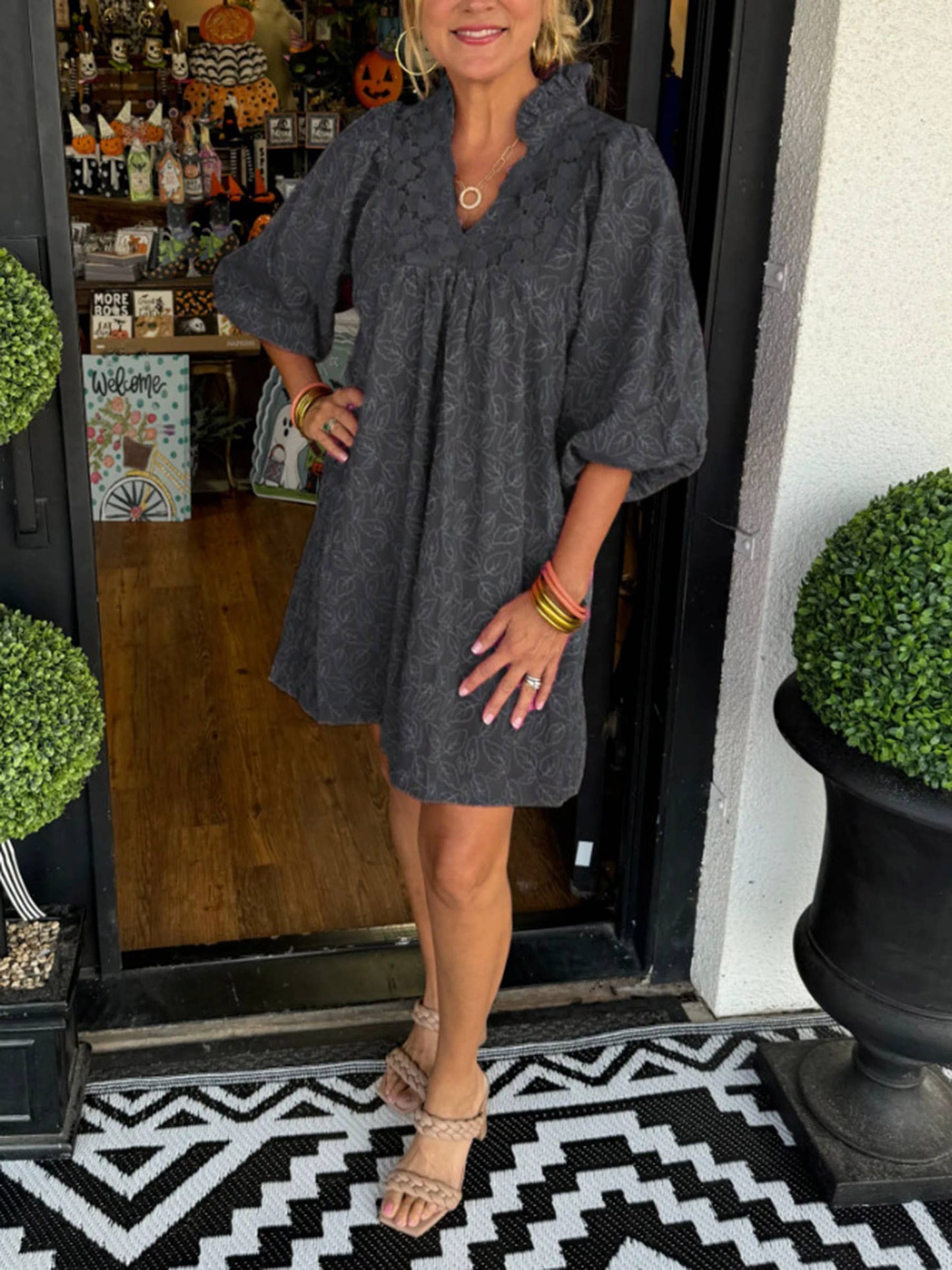 V-neck Lace Patchwork Dress