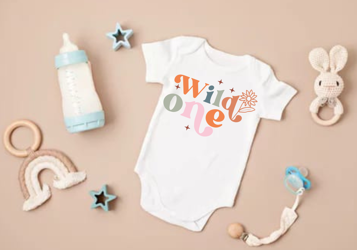 Baby and toddler shirt with "Wild One" print in toddler sizes.