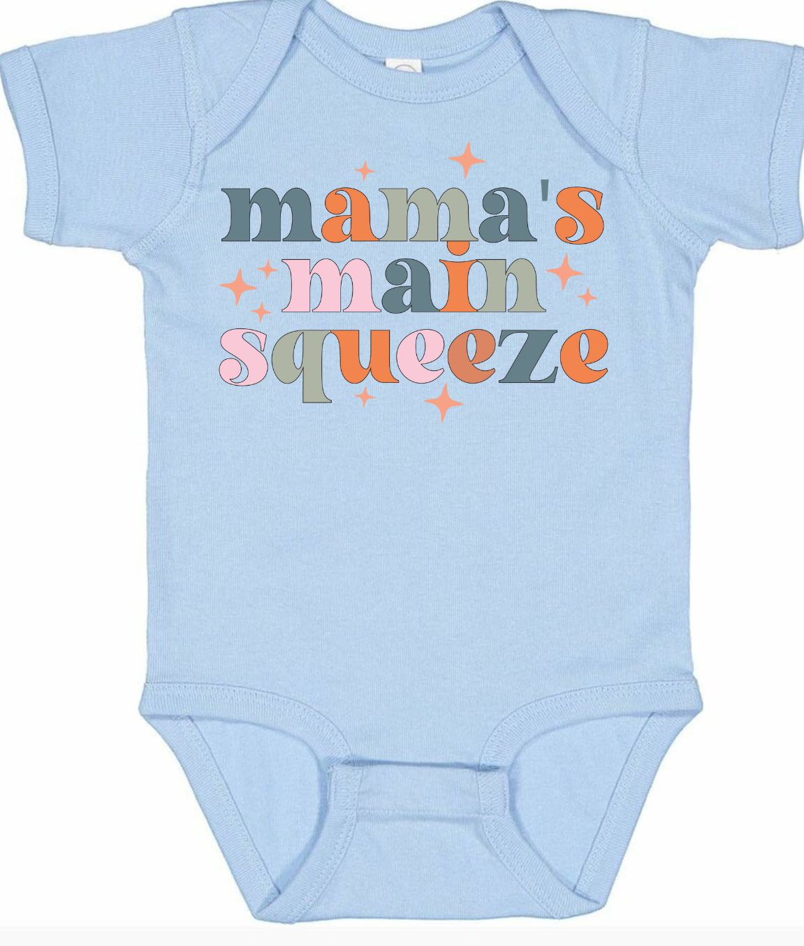 Infant and toddler "Mama's Main Squeeze" shirt in blue.