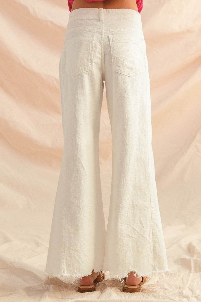 Wide Flare Bottom Denim Pants