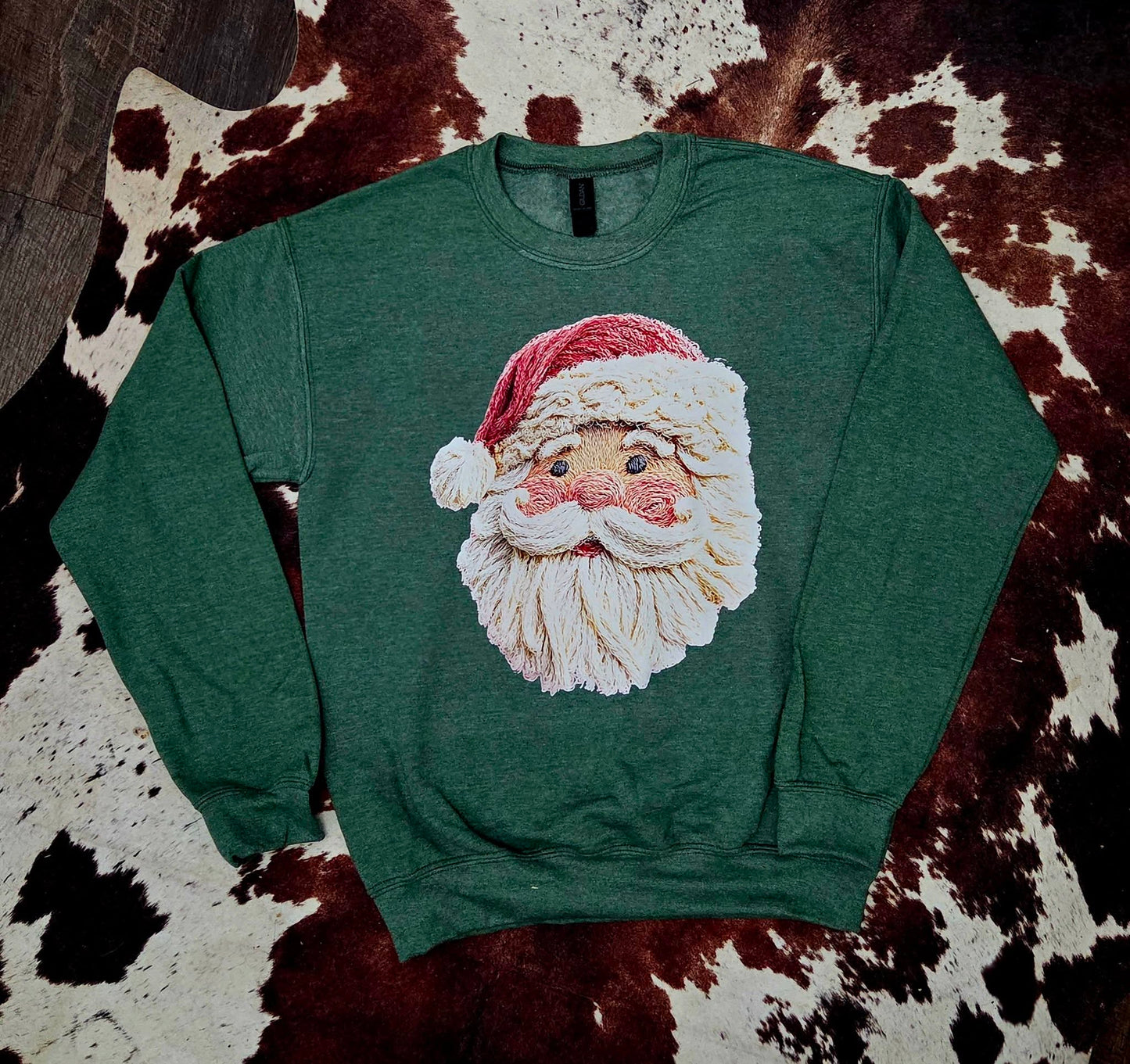 Santa Claus Sweatshirt- Vintage Faux Yarn Design